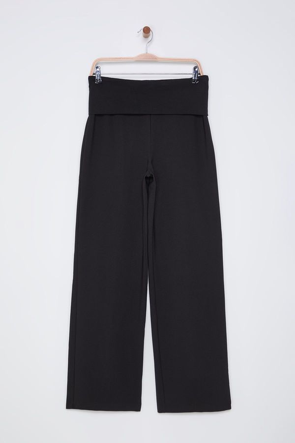 Trendyol Trendyol Black Elastic Waist Wide Leg/Wide Leg Woven Trousers