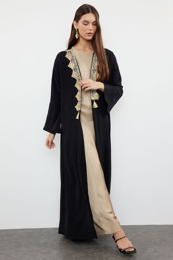 Trendyol Trendyol Black Embroidery Detailed Woven Cap & Abaya & Abaya