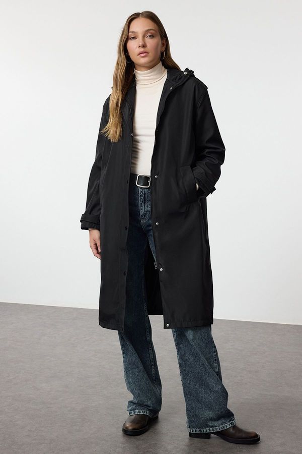 Trendyol Trendyol Black Fitted Mold Long Raincoat & Windbreaker