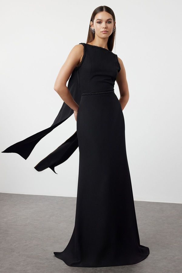 Trendyol Trendyol Black Fitted Woven Long Evening Dress & Graduation Dress