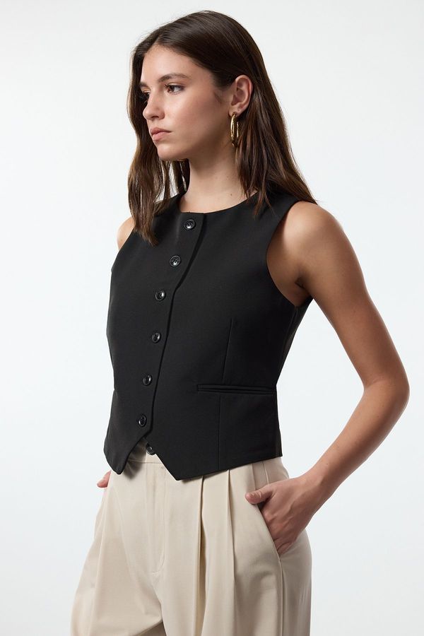 Trendyol Trendyol Black Fitted Woven Vest