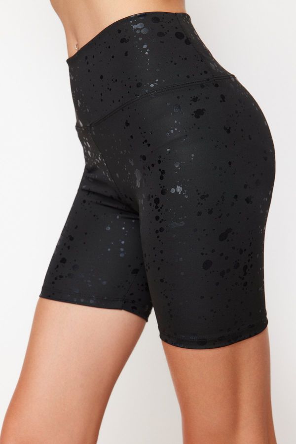 Trendyol Trendyol Black Glossy Fabric Knitted Sports Shorts/Short Leggings