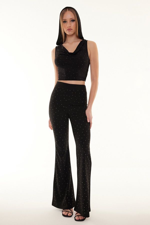 Trendyol Trendyol Black Knitted Shiny Stone Trousers