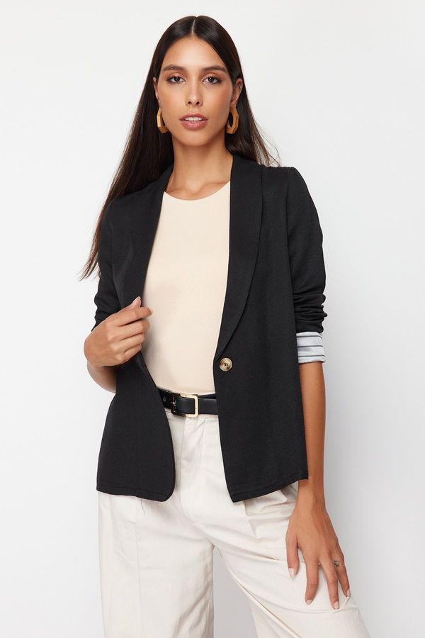 Trendyol Trendyol Black Linen Look Unlined Jacket