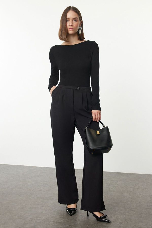 Trendyol Trendyol Black Low Waist Wide Leg/Wide Leg Woven Trousers