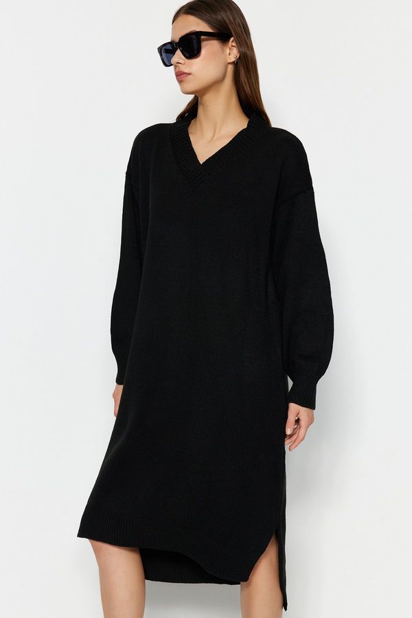 Trendyol Trendyol Black Maxi Sweater V-Neck Dress