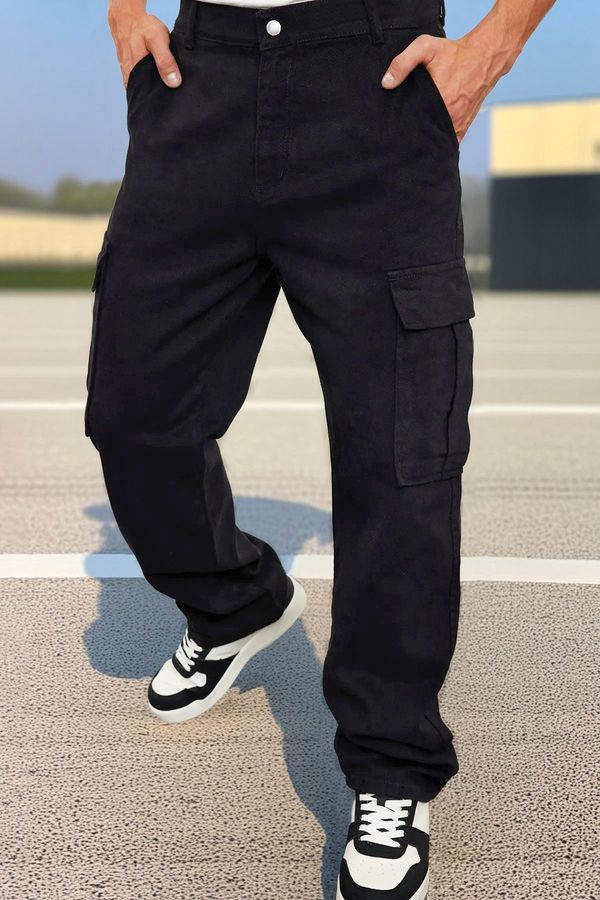 Trendyol Trendyol Black Men's Cargo Pocket Baggy Trousers