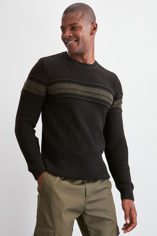Trendyol Trendyol Black Men's Long Sleeve Crew Neck Ribbed Sweater