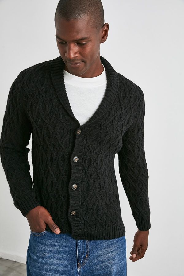 Trendyol Trendyol Black Men's Shawl Collar Knit Cardigan