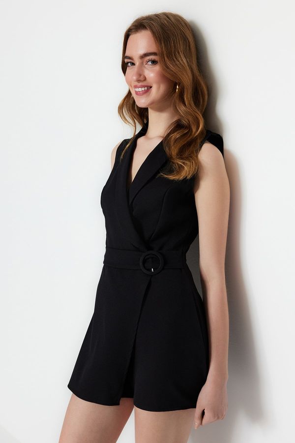 Trendyol Trendyol Black Mini Button Detailed Woven Jumpsuit