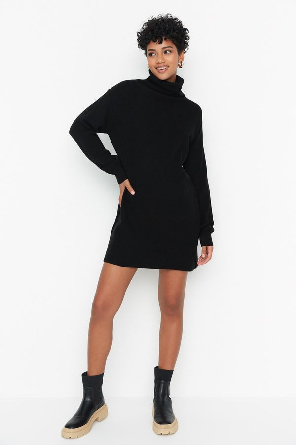 Trendyol Trendyol Black Mini Knitwear Turtleneck Dress