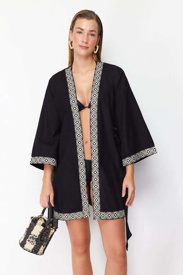 Trendyol Trendyol Black Mini Woven Kimono & Kaftan