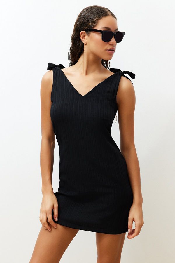 Trendyol Trendyol Black Mini Woven Tie Beach Dress