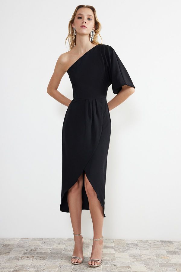 Trendyol Trendyol Black Open Waist/Skater Midi Woven Dress