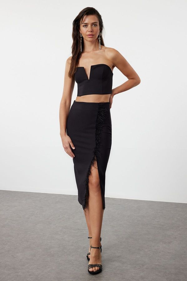 Trendyol Trendyol Black Otriche Woven Skirt