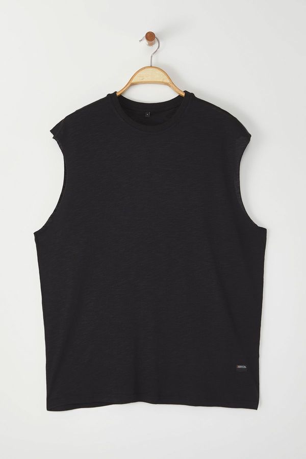 Trendyol Trendyol Black Oversize/Wide Cut Basic Tagged 100% Cotton Sleeveless T-shirt/Undershirt