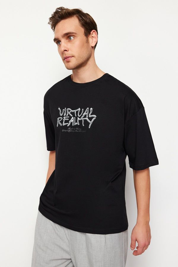 Trendyol Trendyol Black Oversize/Wide Cut Short Sleeve T-shirt