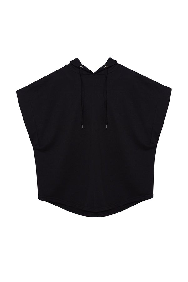 Trendyol Trendyol Black Oversize/Wide Fit Hooded Thin Knitted Sweatshirt
