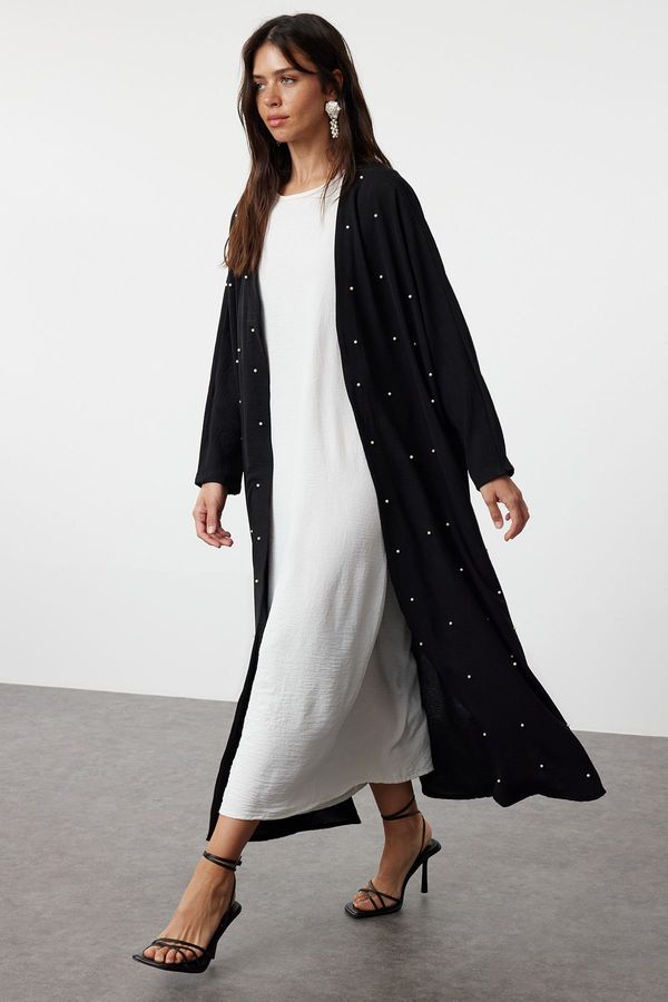 Trendyol Trendyol Black Pearl Detailed Woven Cap & Abaya & Abaya