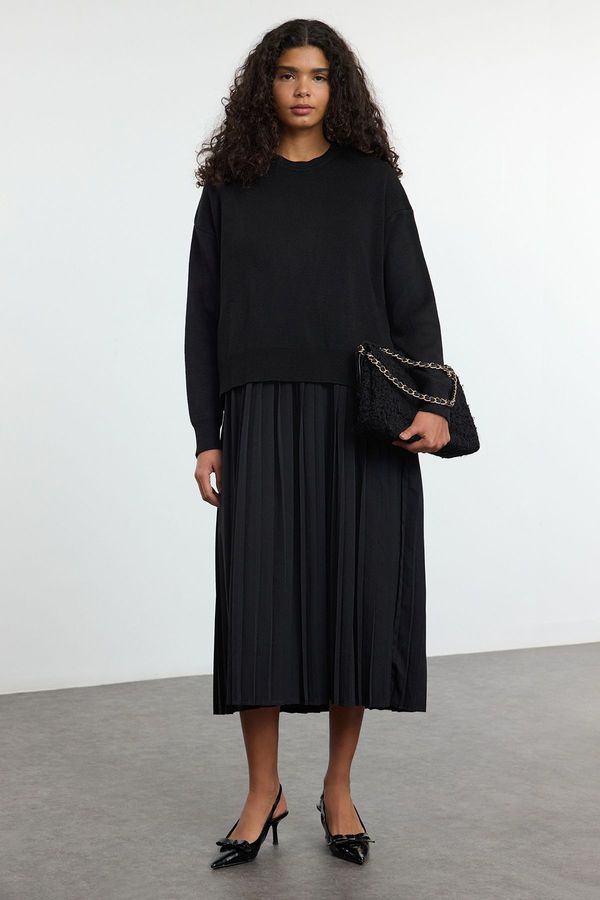 Trendyol Trendyol Black Plain Midi Woven Dress