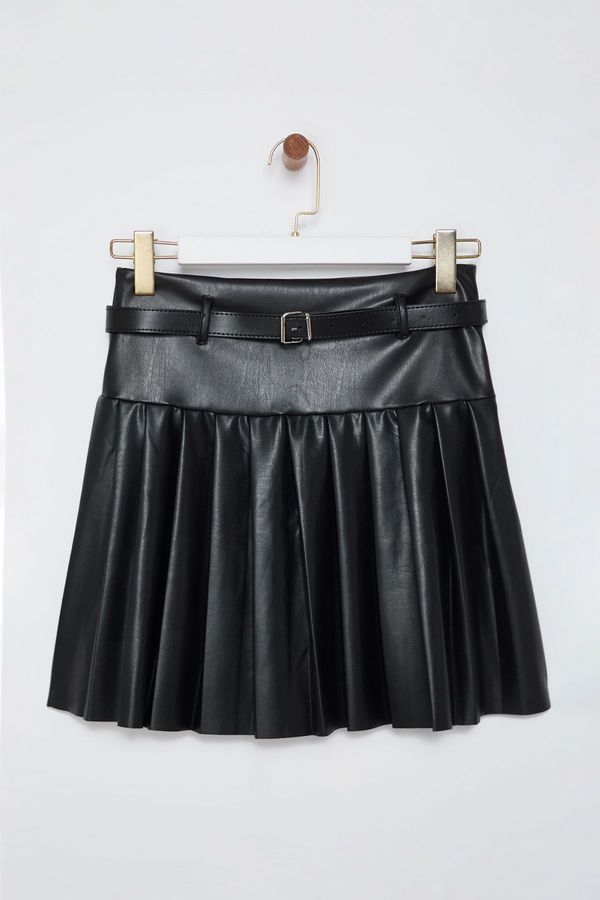 Trendyol Trendyol Black Pleated Belt Detailed Mini Skirt