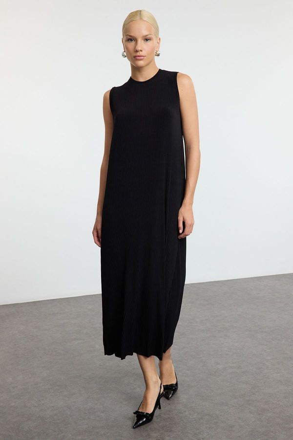 Trendyol Trendyol Black Pleated Knitted Undershirt/Lining Dress