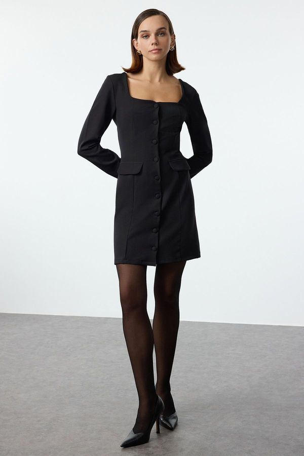 Trendyol Trendyol Black Pocket Detailed Mini Woven Jacket Dress