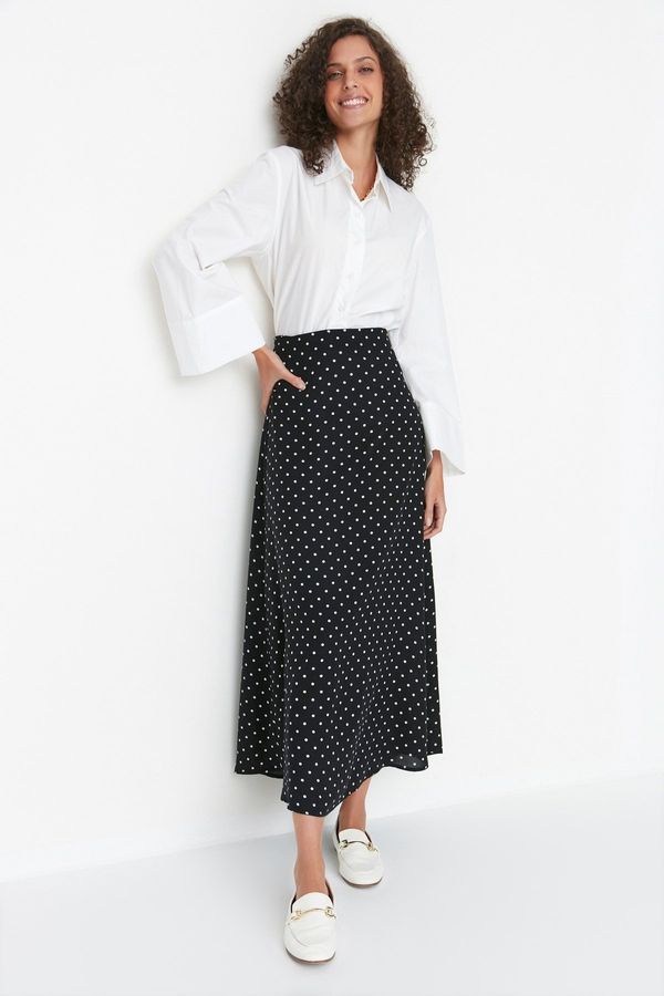 Trendyol Trendyol Black Polka Dot Patterned Knit Skirt