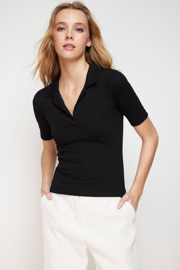 Trendyol Trendyol Black Polo Neck Stretchy Knitted Blouse