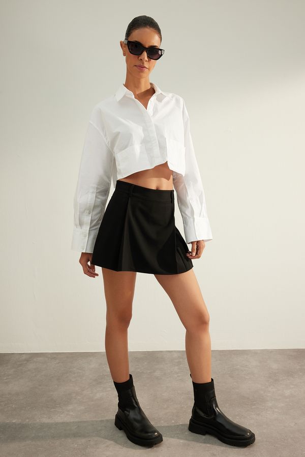 Trendyol Trendyol Black Premium Quality Pleated Woven Shorts Skirt