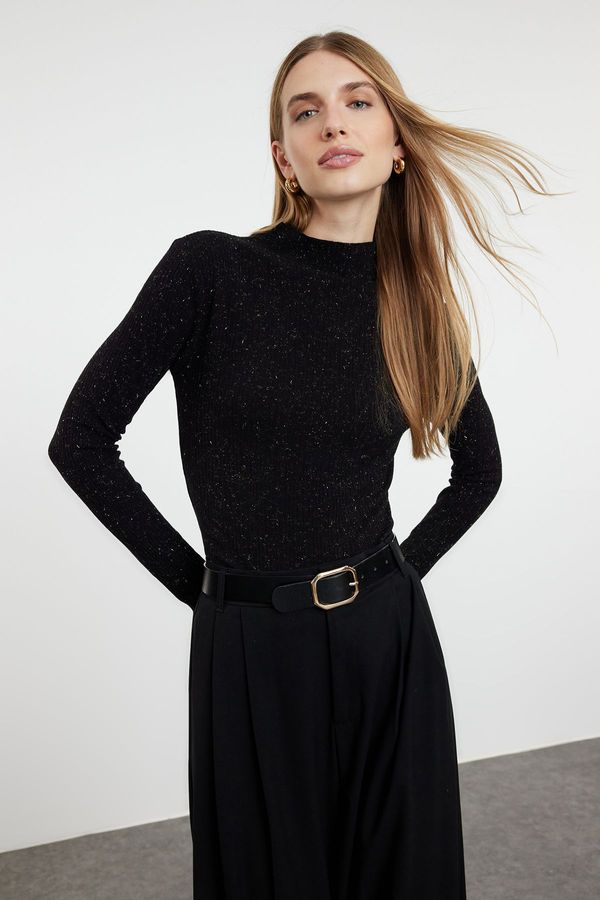 Trendyol Trendyol Black Premium Yarn Stand Collar Knitwear Sweater