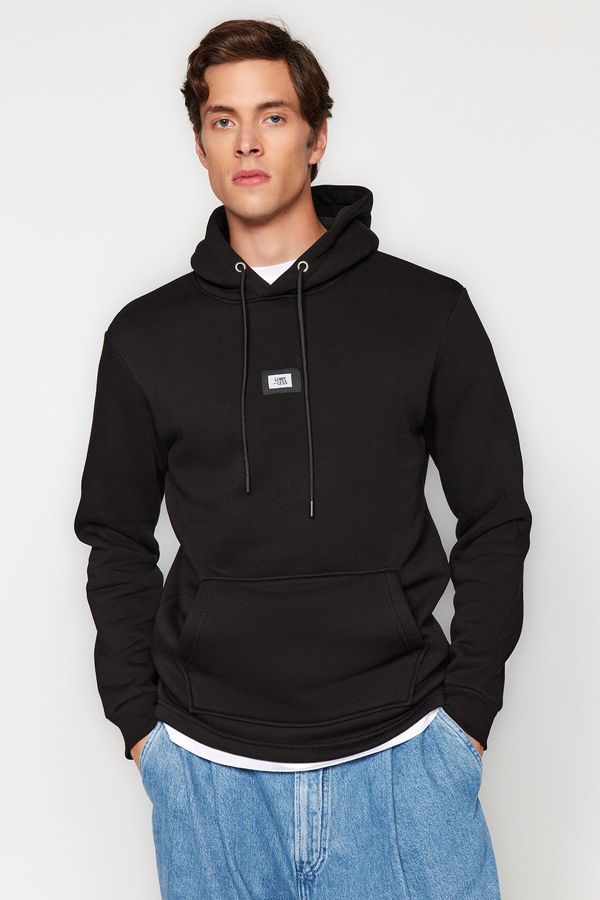 Trendyol Trendyol Black Regular Cut Hooded Long Sleeve Sweatshirt