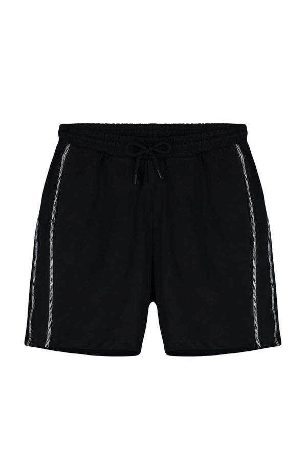 Trendyol Trendyol Black Regular Cut More Sustainable 100% Cotton Shorts & Bermudas with Contrast Stitching Detail