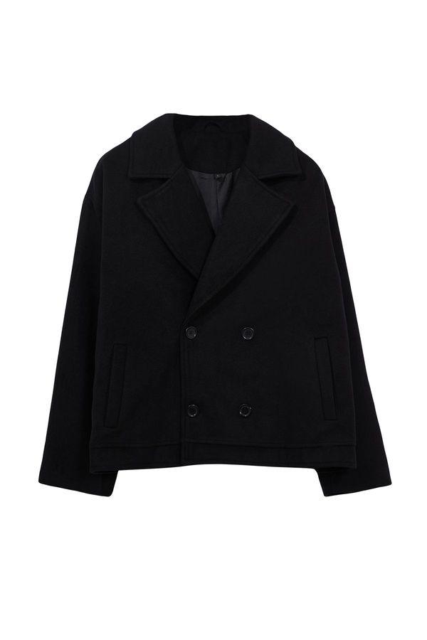 Trendyol Trendyol Black Regular Fit Short Double Breasted Winter Stash Coat