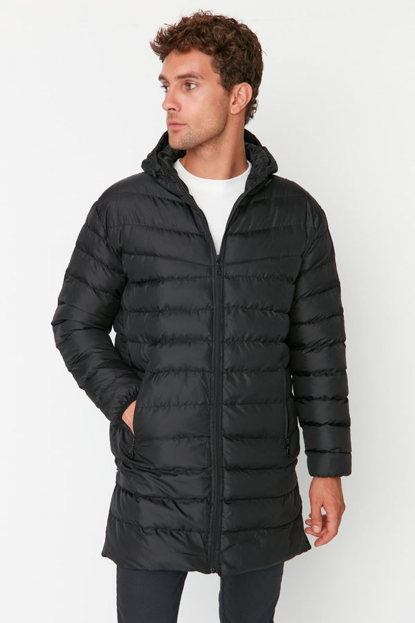 Trendyol Trendyol Black Regular Fit Side Zipper Wind Resistant Winter Coat