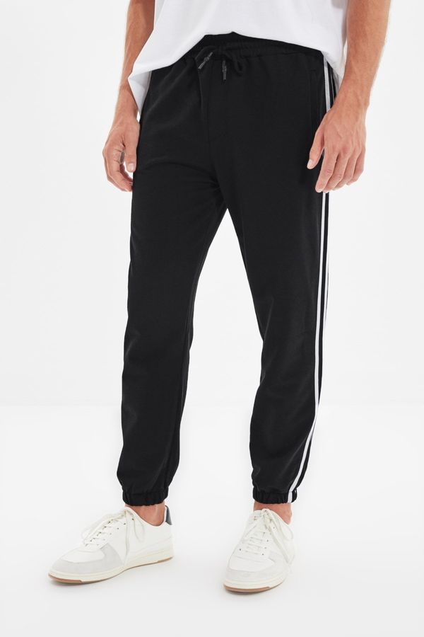 Trendyol Trendyol Black Regular Fit Striped Elastic Sweatpants