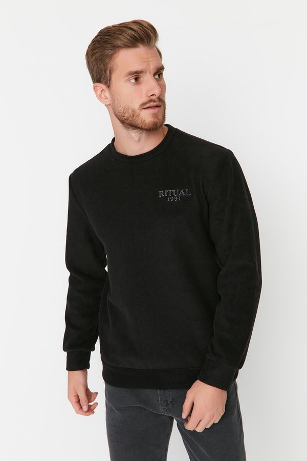 Trendyol Trendyol Black Regular/Normal Cut Warm Thick Fleece Sweatshirt