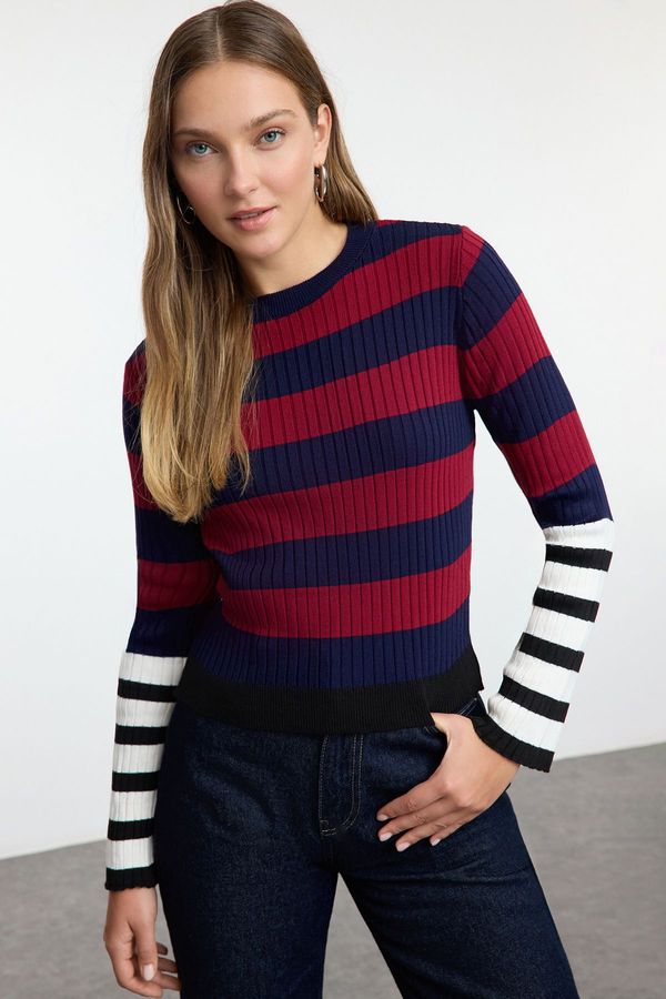 Trendyol Trendyol Black Ribbed Color Block Knit Sweater