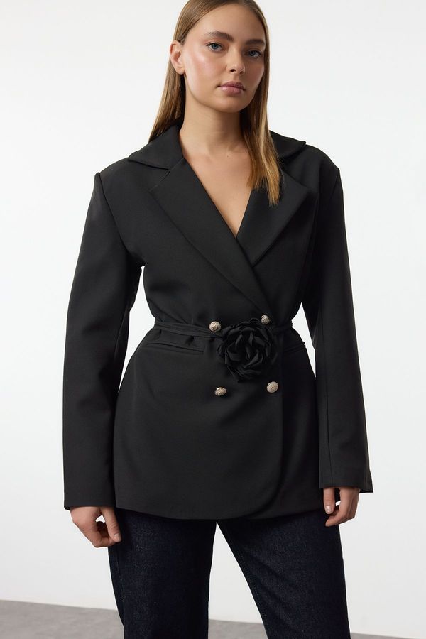 Trendyol Trendyol Black Rose Detailed Blazer Jacket