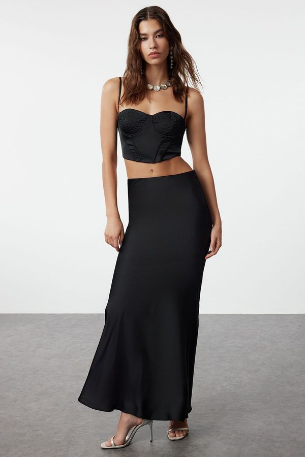 Trendyol Trendyol Black Satin Skirt