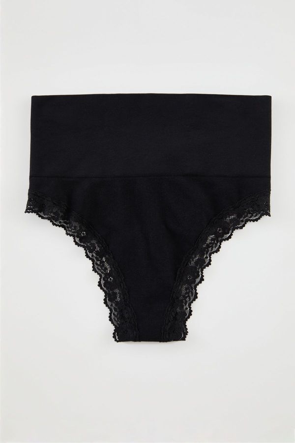 Trendyol Trendyol Black Seamless Lace Detailed Thong Knitted Panties