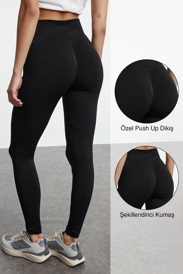 Trendyol Trendyol Black Seamless Push Up Full Length Knitted Sports Tights