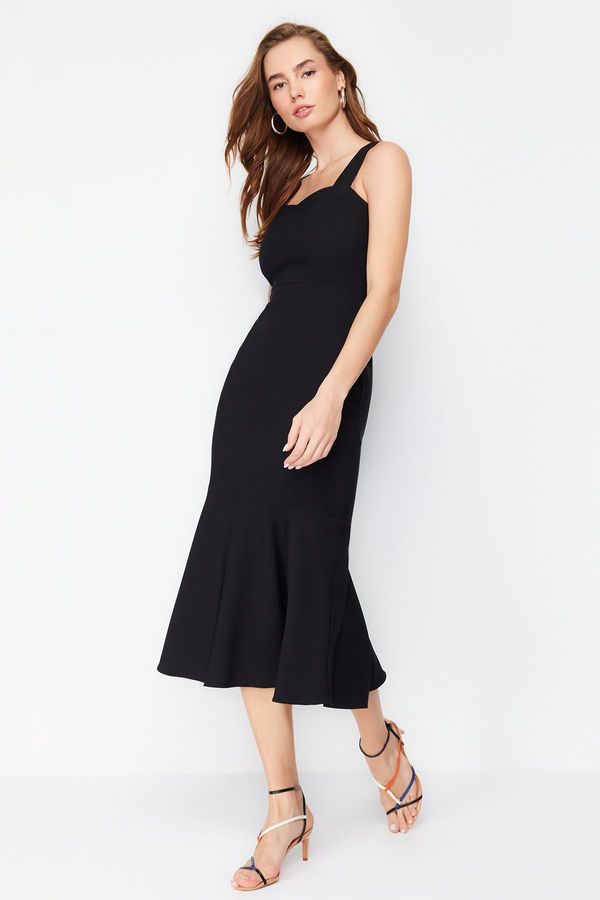 Trendyol Trendyol Black Skirt Flounce Midi Woven Dress