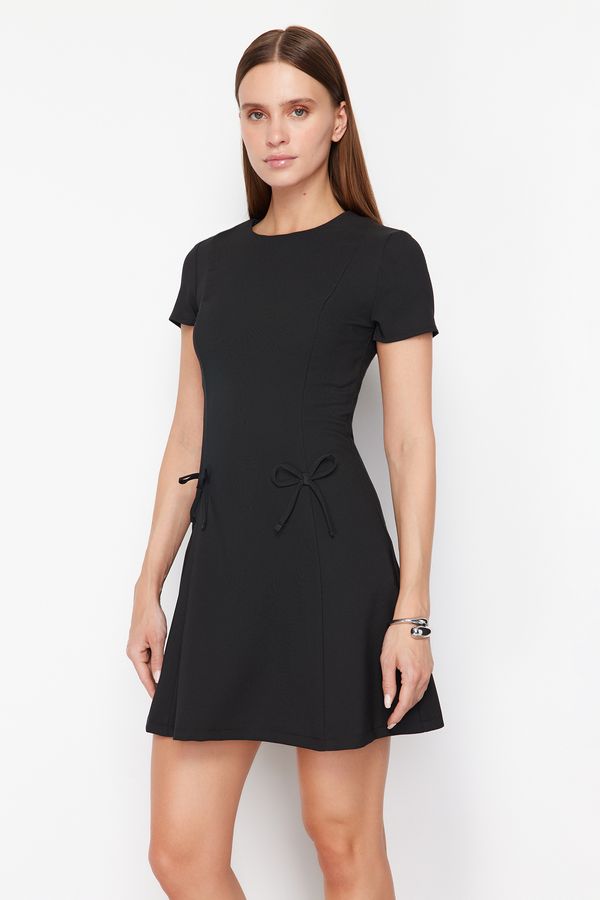 Trendyol Trendyol Black Skirt Waist Opening Bow Detail Mini Woven Dress