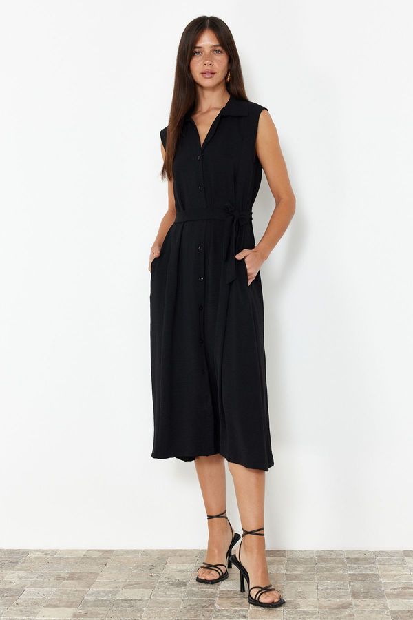 Trendyol Trendyol Black Sleeveless Shirt with Black Plain Belt