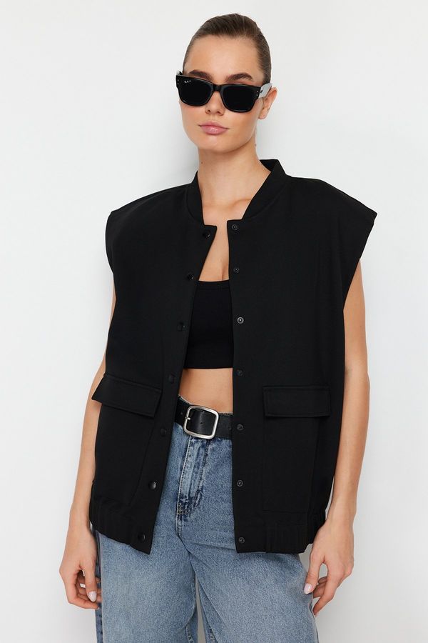 Trendyol Trendyol Black Snap Fastener Knitted Blouse