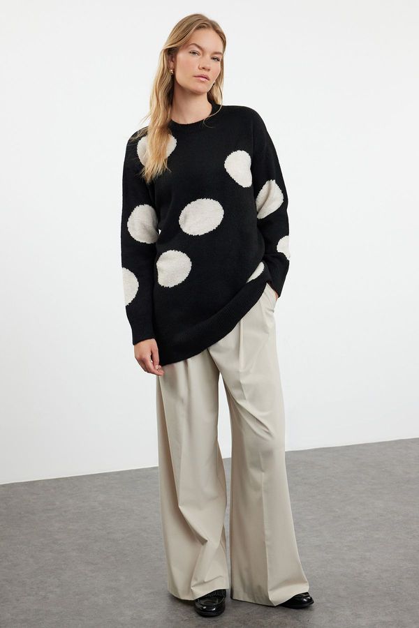 Trendyol Trendyol Black Soft Textured Patterned Knitwear Sweater
