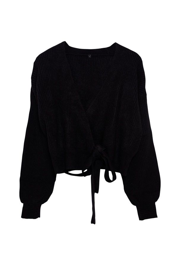 Trendyol Trendyol Black Soft Textured V-Neck Knitwear Cardigan