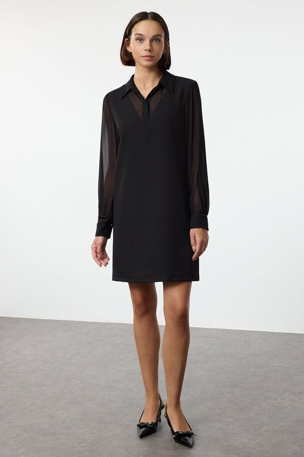 Trendyol Trendyol Black Straight Cut Pocket Detailed Mini Woven Dress