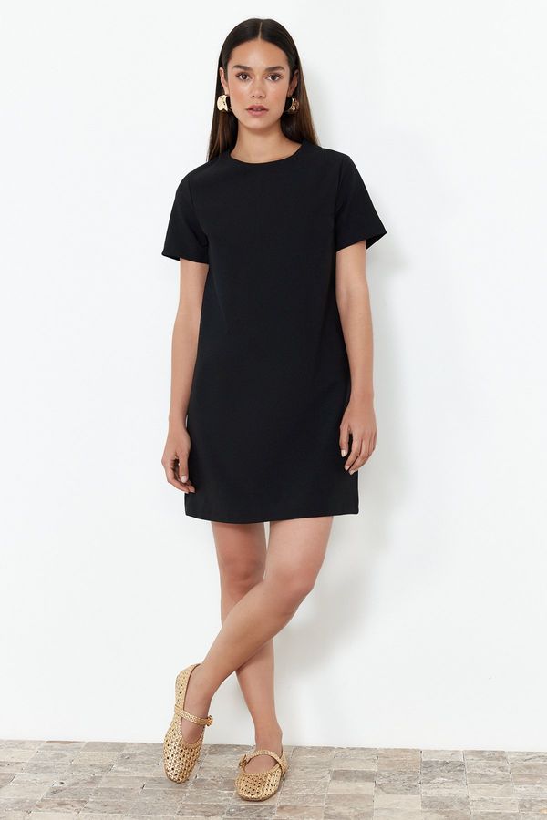 Trendyol Trendyol Black Straight Cut Super Mini Woven Dress